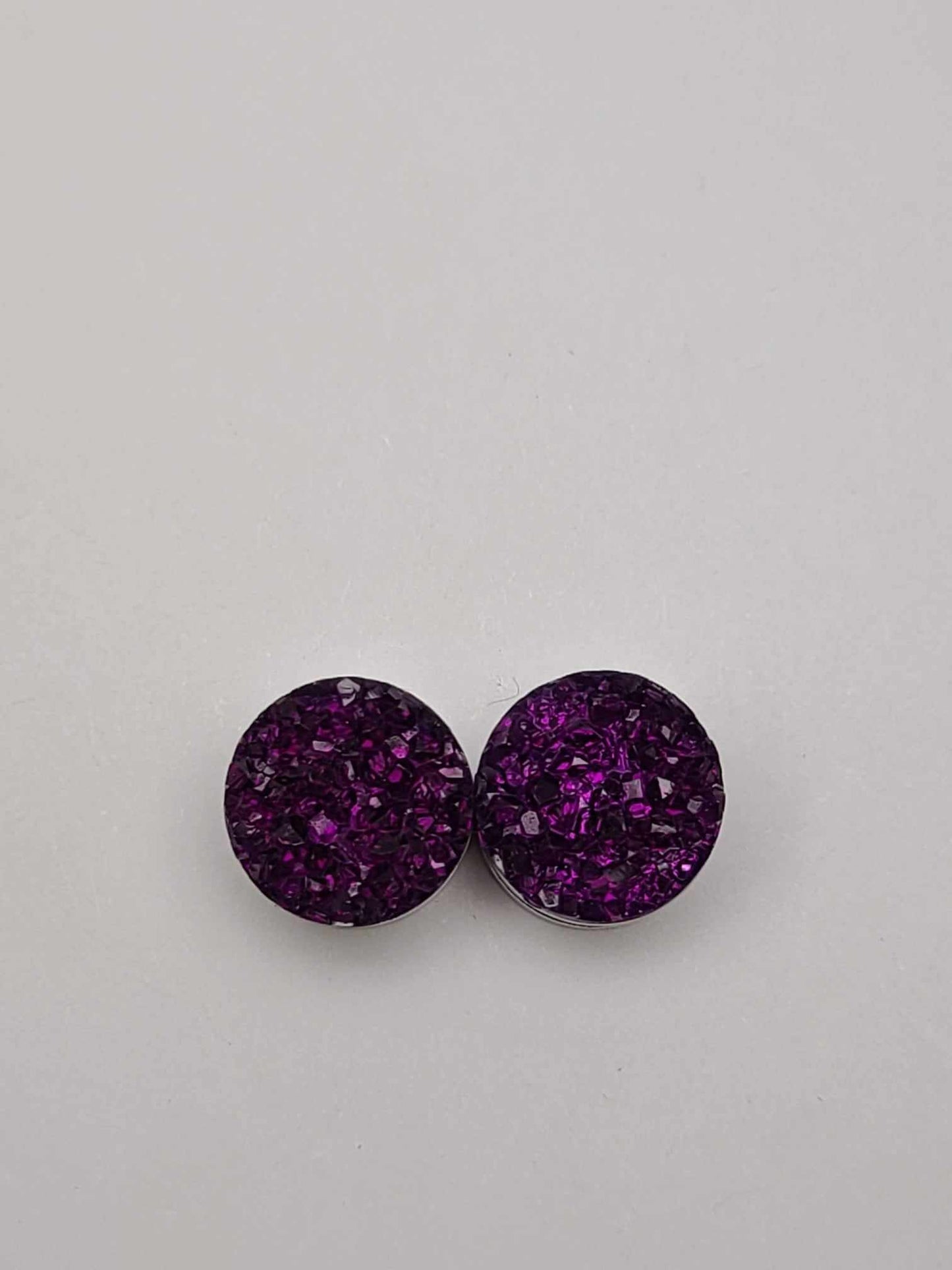 Druzy Resin Stud Earrings - Purple