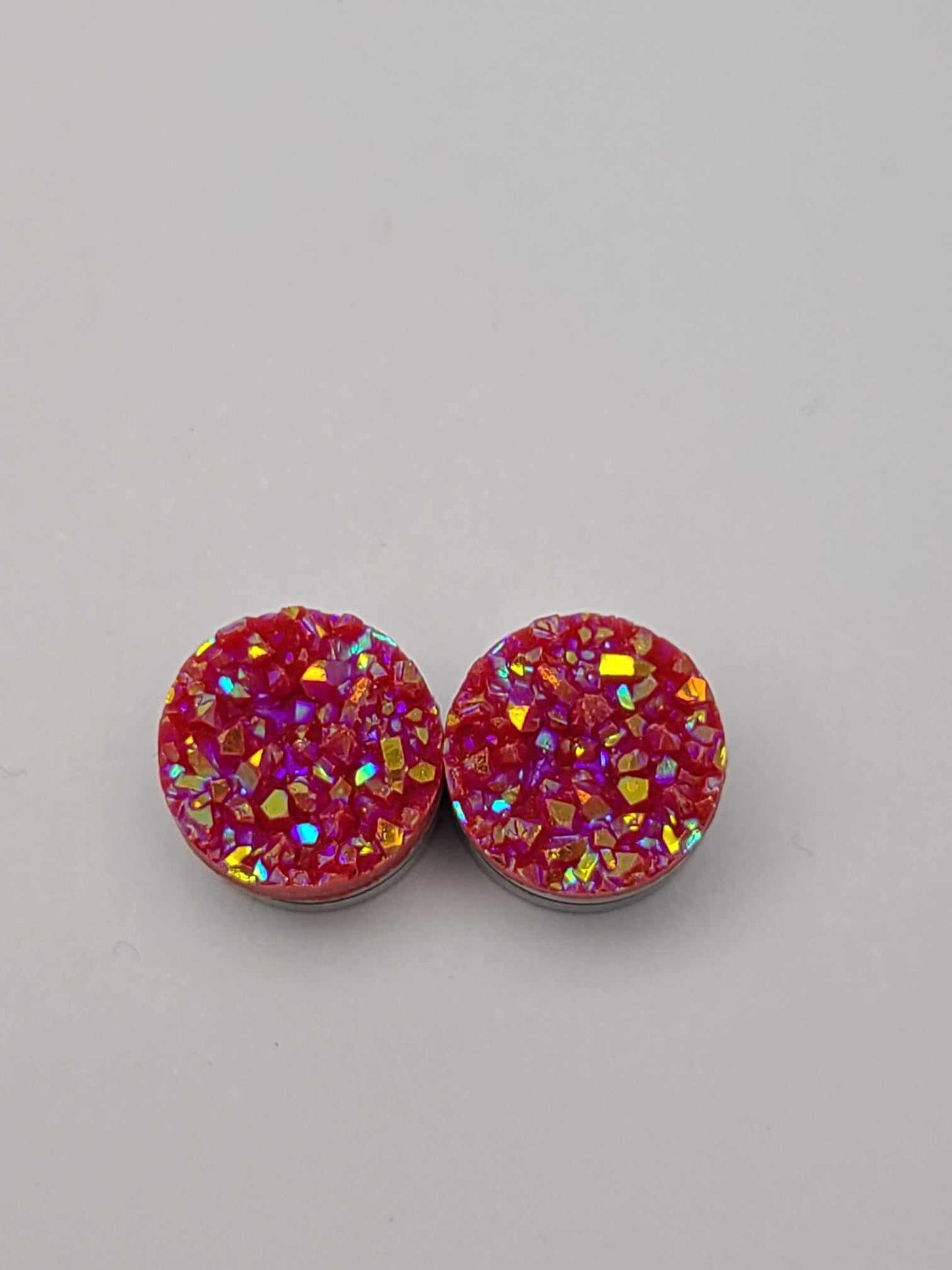 Druzy Resin Stud Earrings - Volcanic Rose