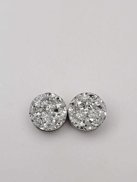 Druzy Resin Stud Earrings - Crystal