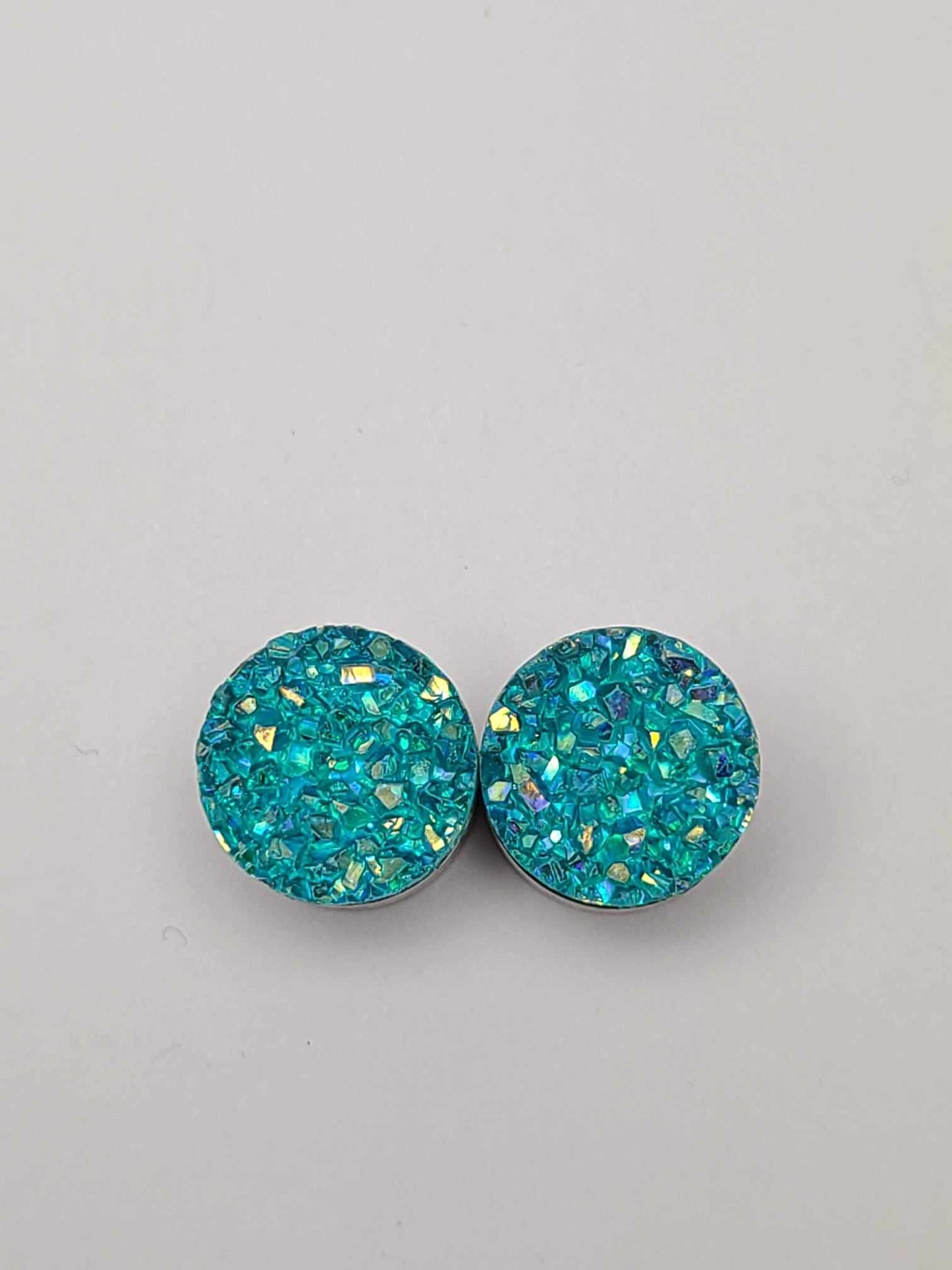 Druzy Resin Stud Earrings - Turquoise