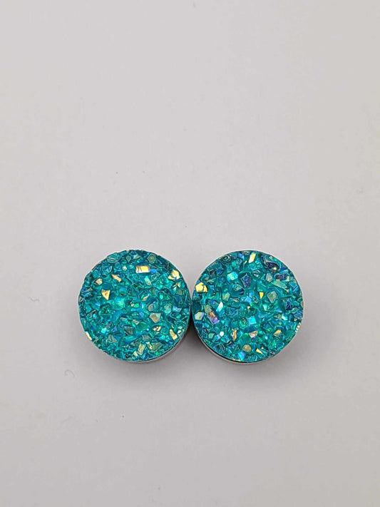 Druzy Resin Stud Earrings - Turquoise
