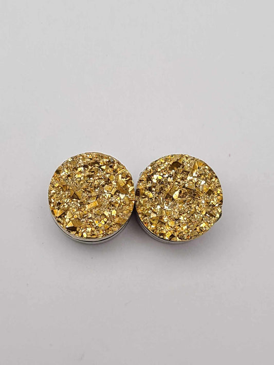 Druzy Resin Stud Earrings - Yellow