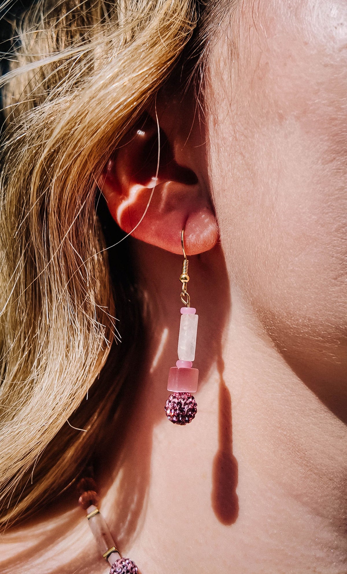 Rose  Quartz Sparkle Earrings